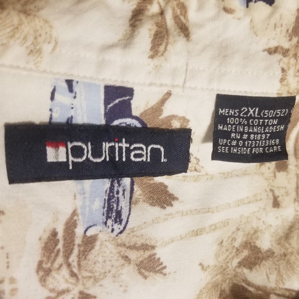 Puritan's beige with cars 2XL men's shirt - Picture 4 of 4
